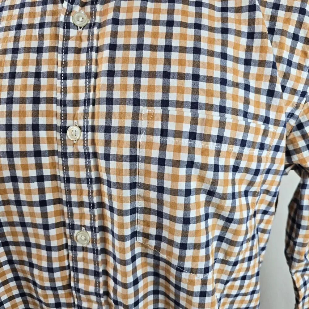 J Crew Shirt Mens Large White Yellow Button Down Slim Fit Plaid Casual Preppy